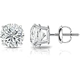 1/6 to 2 Carat Diamond Round Stud Earrings in 14k White or Yellow Gold (I1-I2, cttw) 4-Prong Basket Screw Back by Diamond Wish
