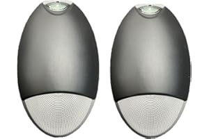 E2 LIGHTING Mini Wall Pack Emergency Lights, LED Emergency Lights with Battery Backup, 12W Outdoor Emergency Light with 90mins Power, Photocell Sensor, IP65, Wet Resistant, 2 Pack, Black