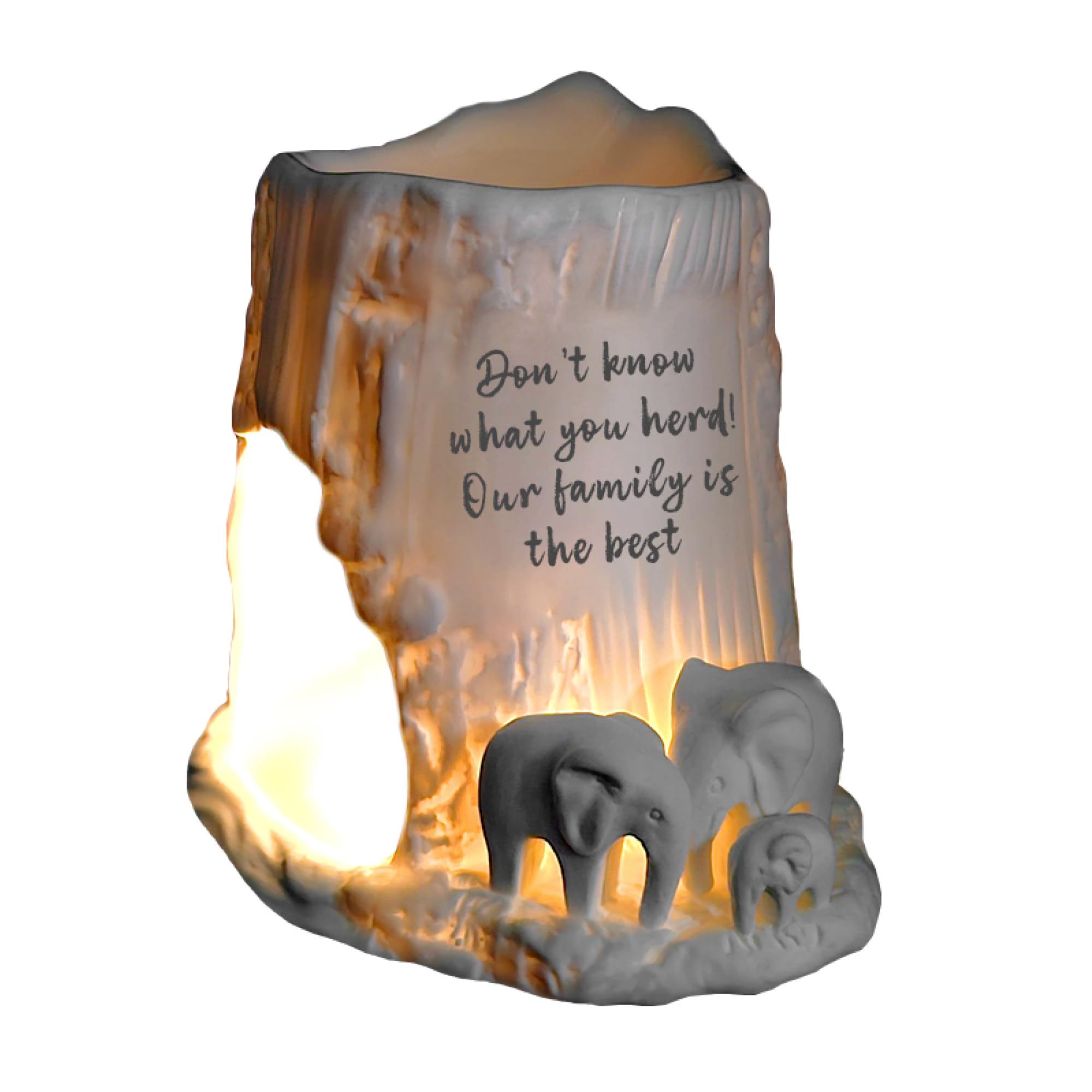 Cello Elephant Tealight Burner - Family Themed Porcelain Decor, Wax Melt & Oil Burner, Ornament and Gift for Women
