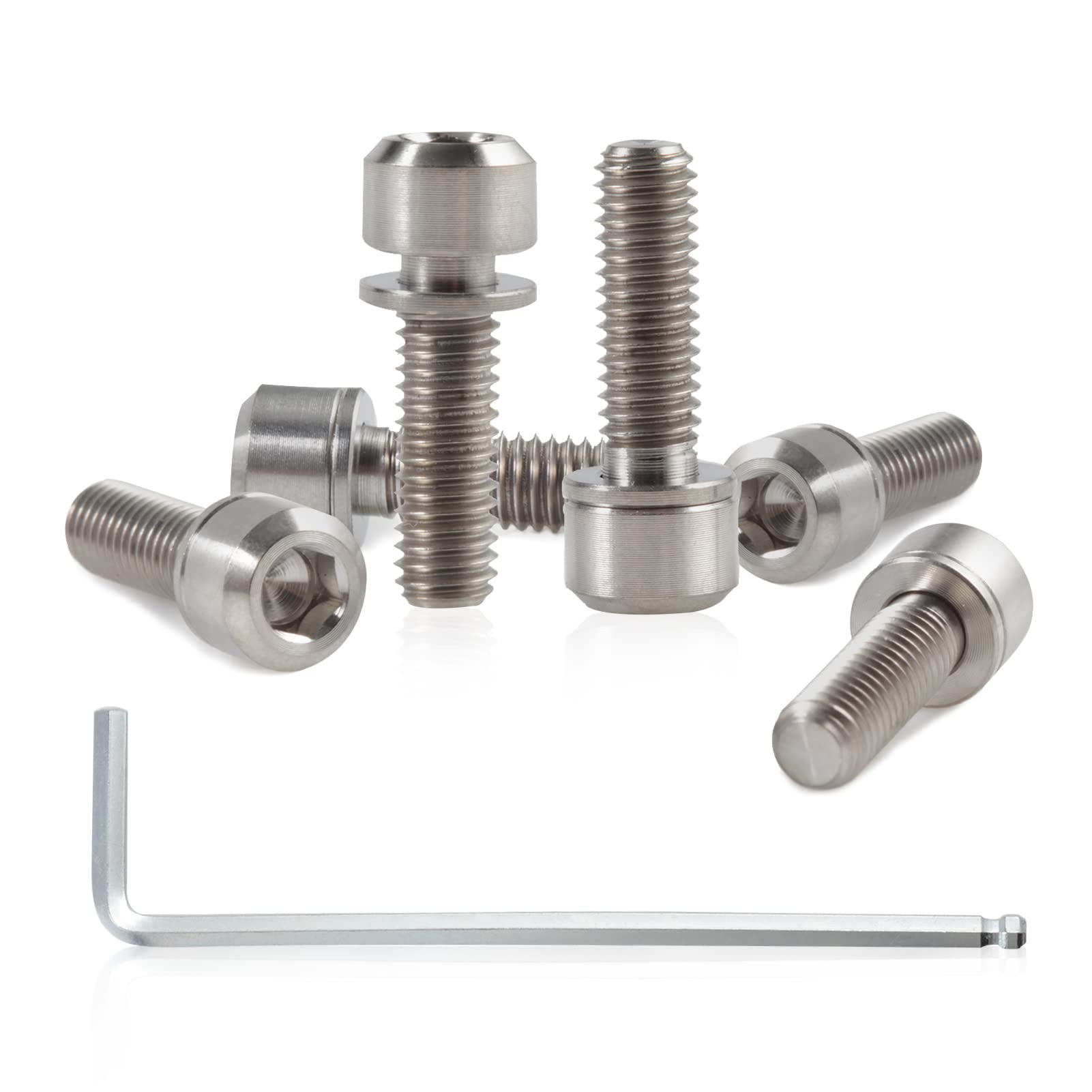 SPEEDWOX 6pcs Bicycle Stem Screw with Washers Set Titanium Alloy Bike Allen Hex Tapered Bolts Screw for MTB Road Bike Stem Parts,M5 x 16mm Normal Titanium