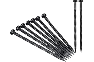 COBARYEN Plastic Landscape Anchoring Spikes 25 Pcs 8 Inch Nylon Spiral Landscape Spikes for Yard, Garden Lawn, Weed Barriers, Artificial Turf, Tent