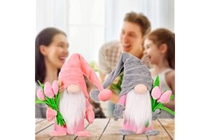 WISHDIAM 15" Spring Flowers Gnomes Decorations for Home, Mothers Day Decoration for MOM Girlfriend Wife Grandmother, for Women, Christmas Valentines Birthday Gifts from Daughter Son Husband