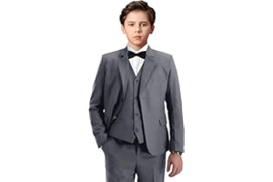 Boihedy Boys Suit Kids Formal Wedding Tuxedo Dress Suits for Teen Boys Vest and Pants Set