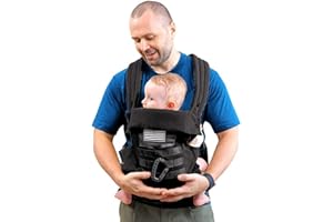 YESYBC Baby Carrier, Lumbar Support Infant Carrier (0-36M, 8-33 lbs) with Foldable Headrest Carabiners for Big and Tall Parents, Men, Women (Black)