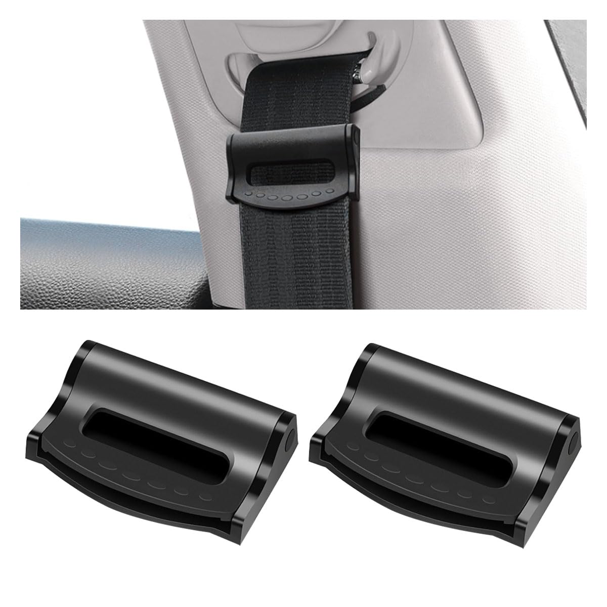 Photo 1 of 2PCS Car Seatbelt Adjuster, Universal Auto Seat Belt Clips for Adults/Kids, Comfort Car Shoulder Neck Protector Strap Positioner, Seatbelt Locator Retainer Locking Clips for Car, SUV (Black)