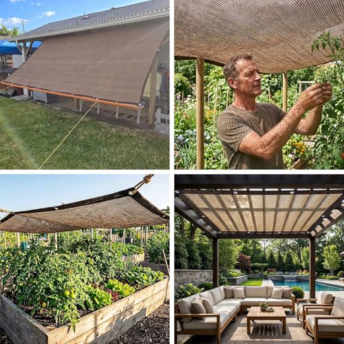 Sun Shade Netting, Sun Protection Net 80% UV Shade Fabric, Shade Cloth Greenhouses Windproof Cover with Eyelets, for Greenhouse/Garden/Pergola/Patio Lawn