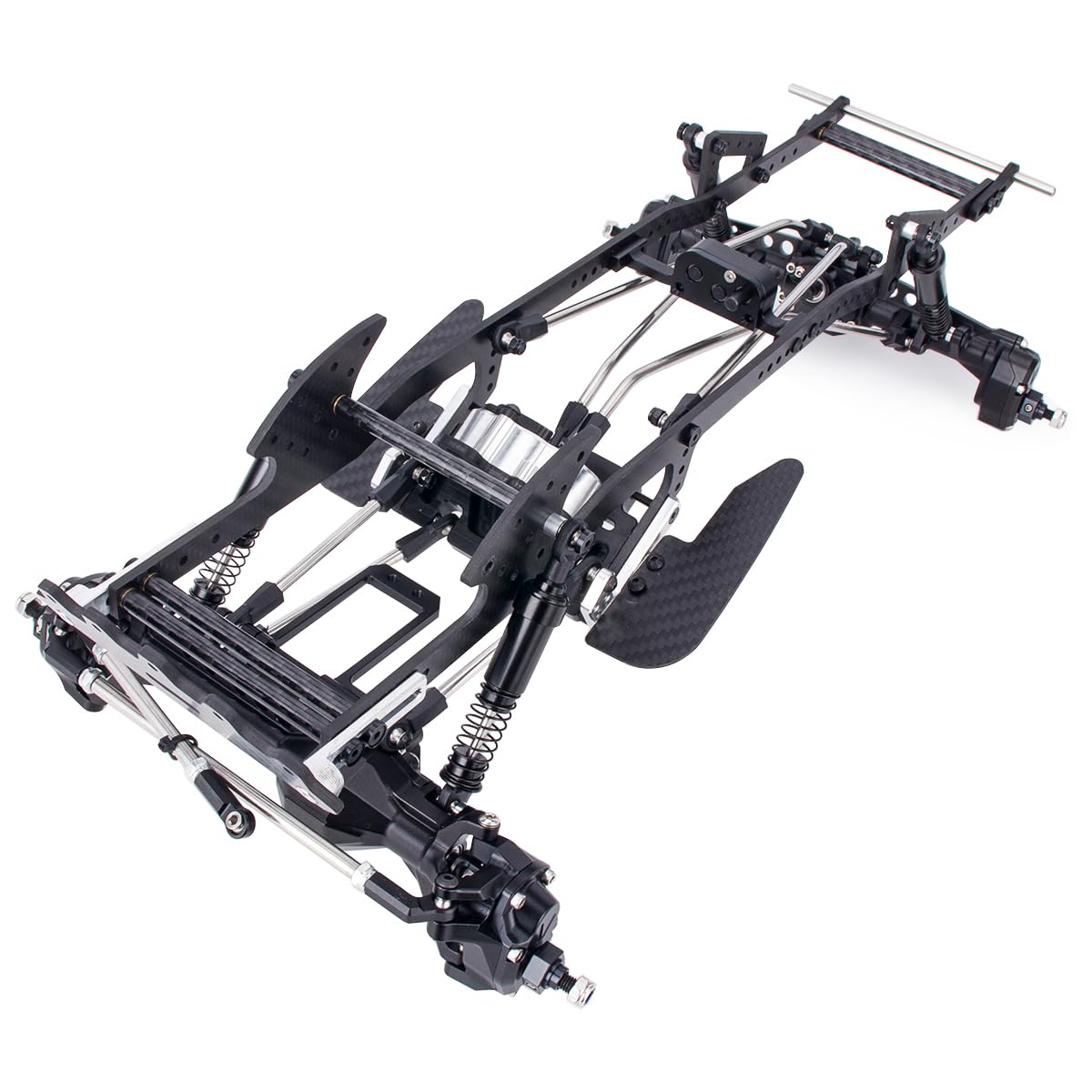 Photo 1 of 1/10 Performance Carbon LCG Chassis Kit with Gearbox & Shock Absorbers for RC Crawler SCX10 & Capra Upgrade Parts (Full Chassis Kit)