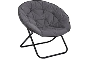 GAILDON Saucer Chair Comfy for Bedroom Dorm Living Room Reading - Faux Fur Small Round Chair for Teens with Folding Metal Frame (Grey,23.6"×22"×29.5")