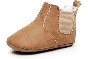 HONGTEYA Baby Booties Toddler Moccasin Warm Winter Shoes Infant Newborn Boys Girls Boots Soft Soled Anti-Slip Baby Shoes Fleece Cozy Crib Shoes First Walker Shoes