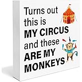 Office Sign Decor Funny Turns out This Is My Circus and Those Are My Monkeys Sign Wood Block Sign Home Office Desk Table Shelf Decor, Funny Office Gifts
