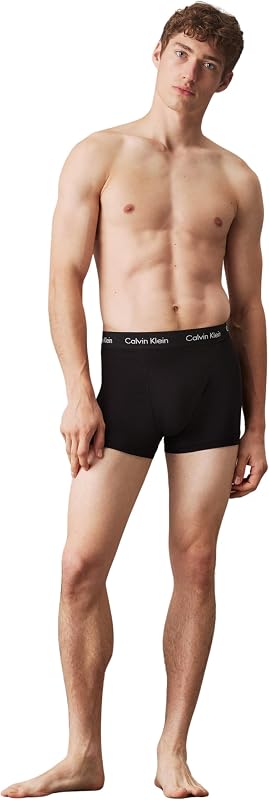 Herren 3er Pack Boxershorts Trunks Unterwäsche, Schwarz (Black W Black Wb), L