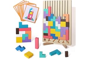 WISBOOK Wooden Colored 3D Russian Block Puzzle Jigsaw Stacking Montessori Toys Educational Gift for Boys and Girls Board Game for Toddlers Brain Blocks Teasers for Toddlers 3-6 Years