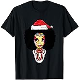 Amazon.com: Santa African American Christmas Shirts for Women Melanin T ...