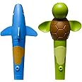 TalkTools Jiggler - Oral Facial Massager - Sensory Awareness Tool for Jaw and Lips | Improve Speech and Feeding Skills | Calming Motor for Kids - Shark/Turtle - Set of 2