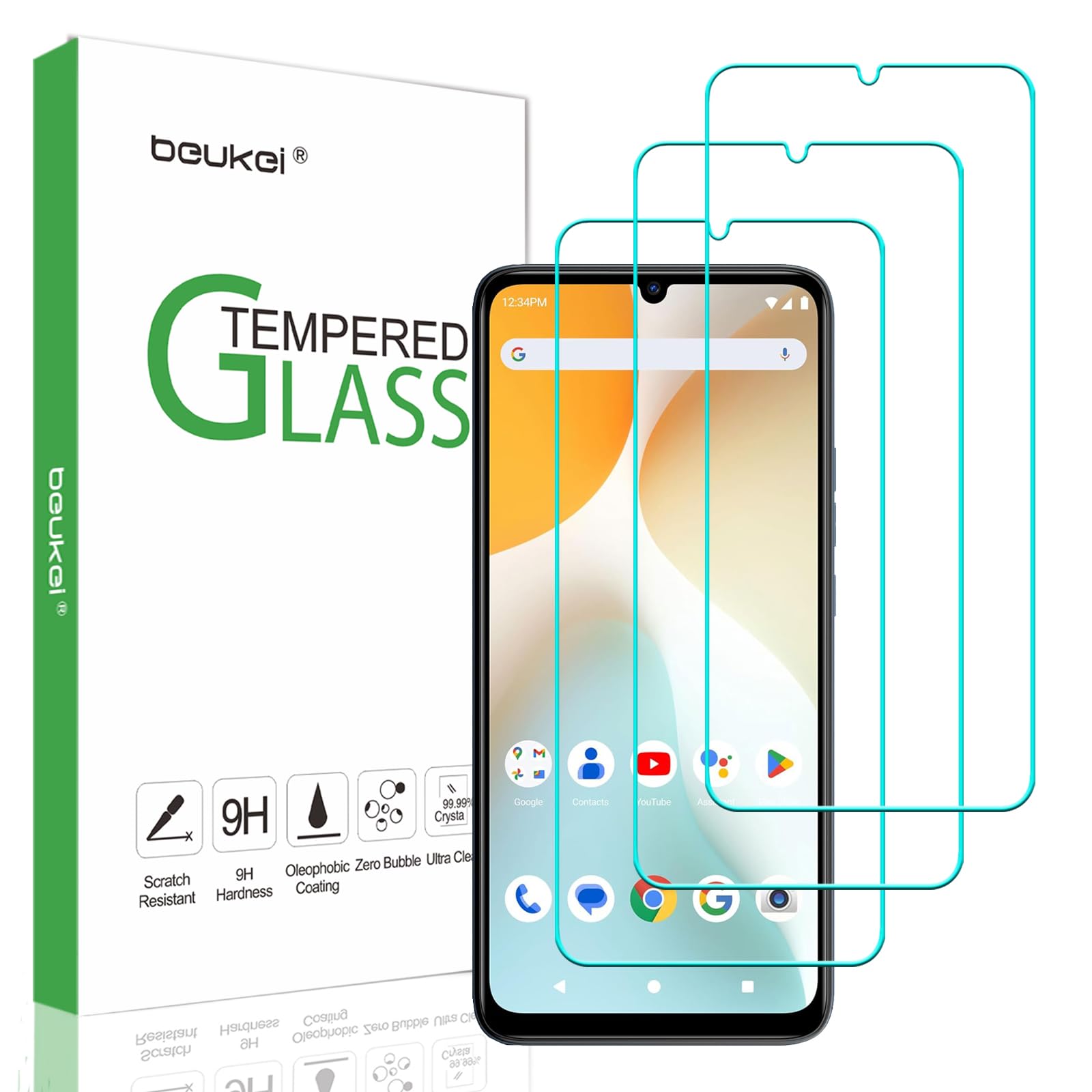 Photo 1 of beukei (3 Pack) Designed for BLU G44 / BLU G64 / BLU G64L Screen Protector Tempered Glass, 9H Hardness