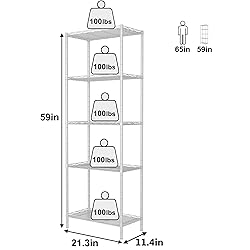 HOMEFORT 5-Shelving Unit, Adjustable Wire