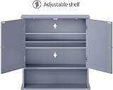 Yaheetech Wall-Mounted Mirror Cabinet Grey 56x58x13 cm with Adjustable Shelves view 5