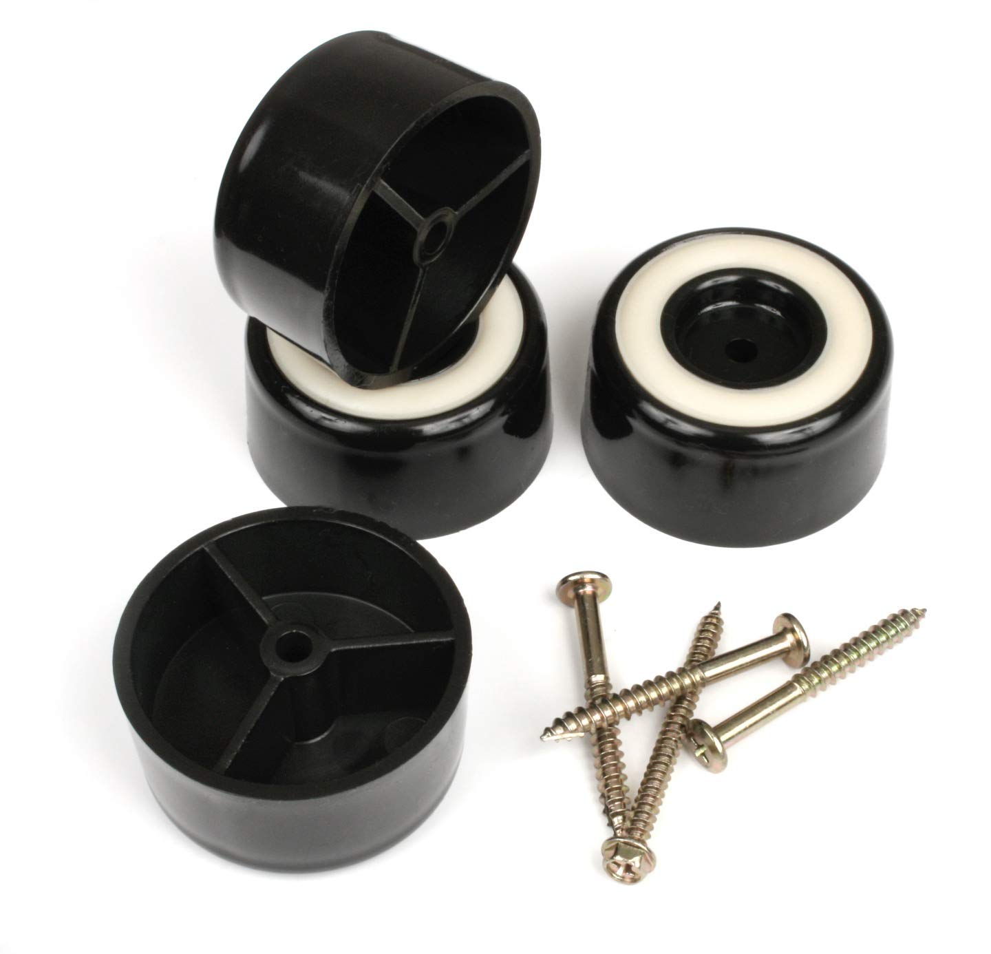 Slipstick CB511 25 mm Tall Floor Protecting Furniture Legs with Non Slip Rubber Grip (Set of 4) Screw In Replacement Legs - Black Plastic