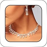 ACEDRE Pearl Rhinestone Jewelry Set Silver 1920s Wedding Bridal Necklace and Earring Sets for Women