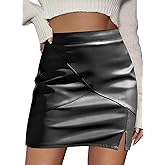 QACOHU Womens Faux Leather Skirts 2026 Fashion High Waisted Bodycon Mini Skirts with Shorts
