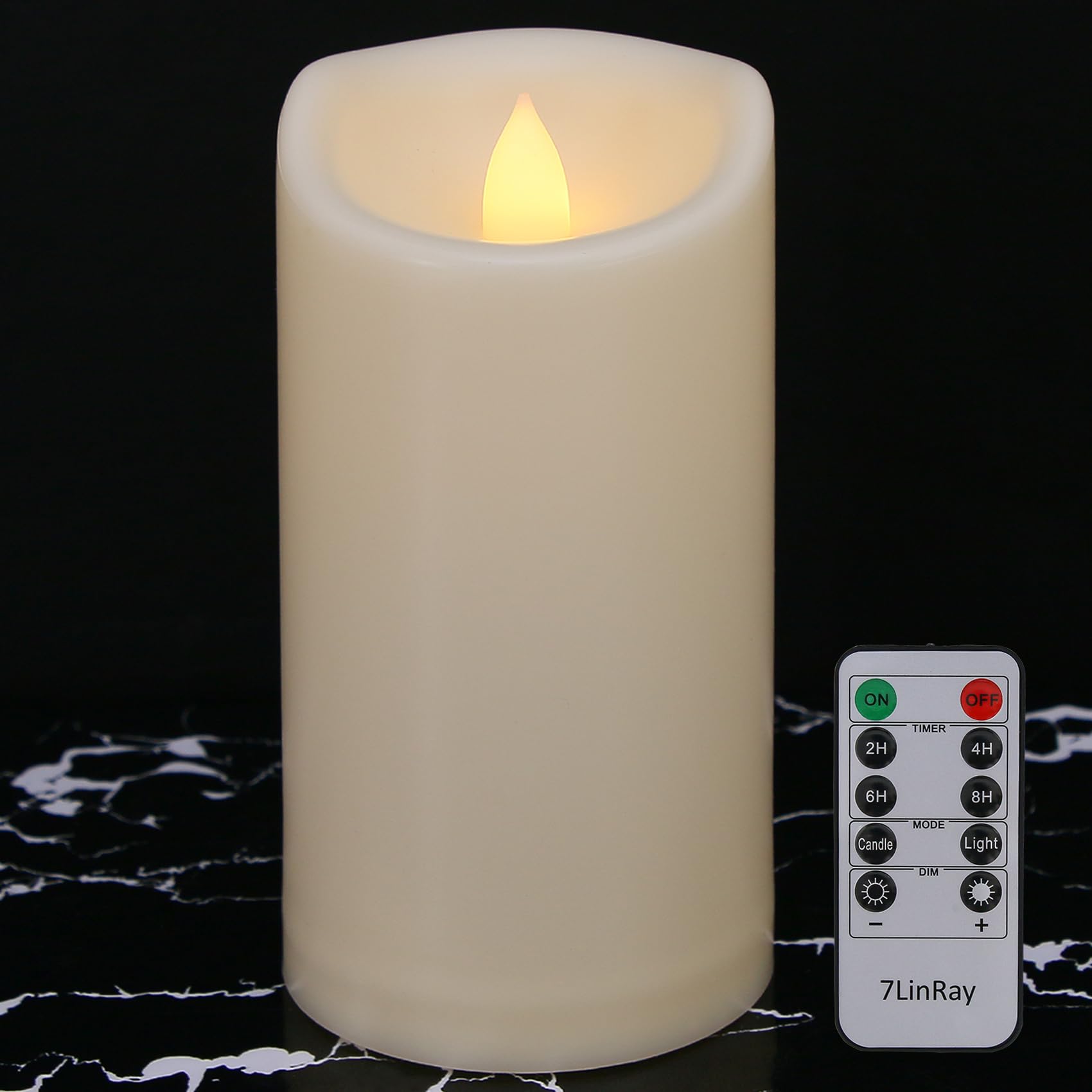 Photo 1 of 7LinRay Outdoor Waterproof Flameless Candles with Remote and Timers, 1000 Hours Long Battery Operated LED Pillar Candles, Electric Fake Candles, Ivory Plastic, D3 X H7, 1 Pack