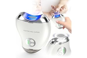 LCMWB Electric Nail Clipper, Baby Nail Clipper with LED Light and Storage Box, Cordless Safety Nail Clipper with 3 Speed Gears, Electric Nail Trimmer for Baby, Seniors, Adult