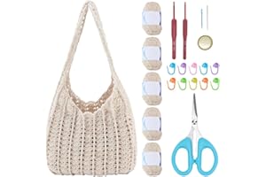 ORIGACH DIY Crochet Hobo Bag Kit for Beginners Adults Crochet Shoulder Bag Starters Kit Include Yarn, Hooks, Instruction, Vid