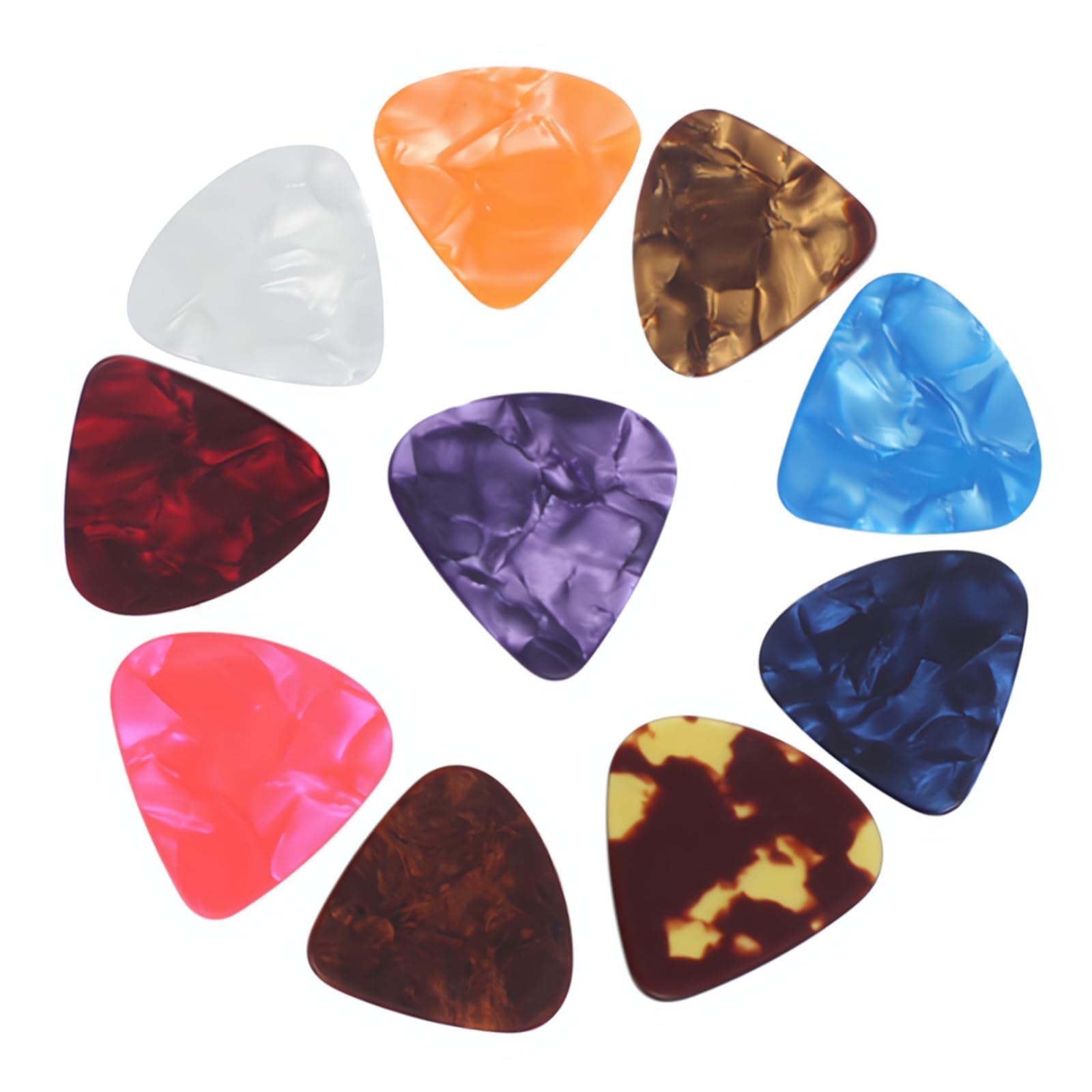 100Pcs Guitar Picks Colorful Celluloid Plectrums 0.96mm Guitar Plectrums Finger Protection Tool for Bass Electric and Acoustic Guitars