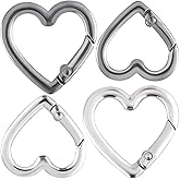 Isslly 4pcs Heart Carabiner Clip, Zinc Alloy Heavy Duty Snap Hook Clip, Cute Heart Keychain Clip for Hiking Camping Backpack Purse Charm- Black & Silver