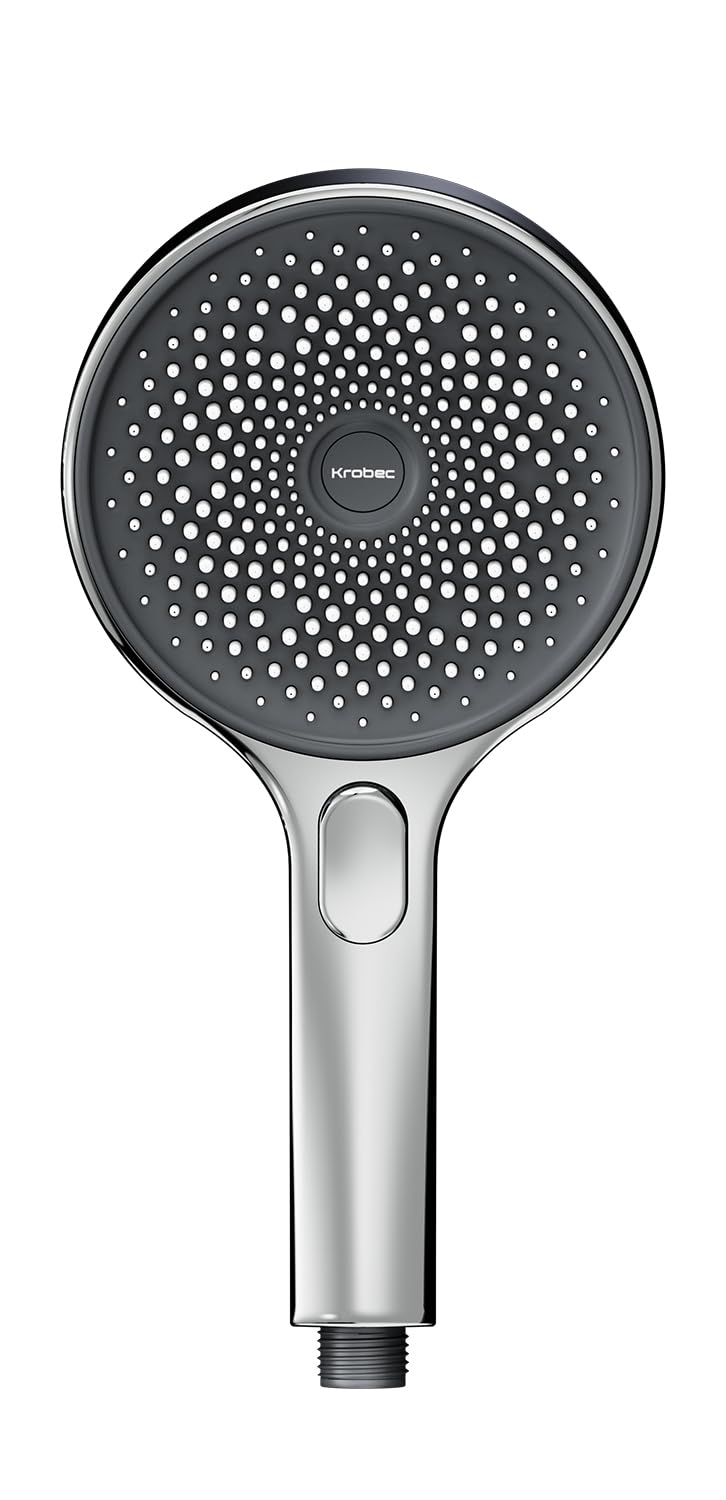 Krobec Large 130mm Hand Shower Head Hand Shower Head with 3 Jet Modes Shower Set Premium Chrome