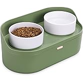 Navaris Pet Feeding Station with 2 Bowls - Elevated Dog Bowls with Food Storage - Dog or Cat Food and Water Bowl Set with Raised Stand - Ideal for Large Dogs