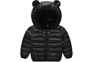 Achiyi Winter Coats Puffer Padded Jacket for Toddler Boys Girls Kids Light Outwear Cute Bear Ears with Hoods Clothing