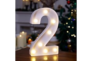 TRONSBOO LED Marquee Sign Light Up Letters, Alphabet Light Up Letters Sign, Battery Powered LED Letter Lights for Night Light, Wedding, Birthday, Party, Christmas or Home Decor (Number 2)