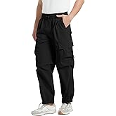 AINIKO Men's Loose Fit Cargo Pants Fashion Casual Parachute Pant Harem Joggers with Elastic Pockets