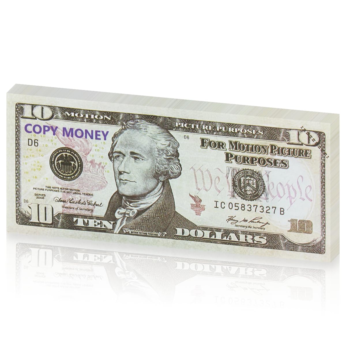 Mecool 100 Pcs Full Print $10 Dollar Bills Fake Money Prop Money Play Money Movie Prop Money for Movie, Videos, Magic, Board Game, Education, Party (5.91*2.56in)
