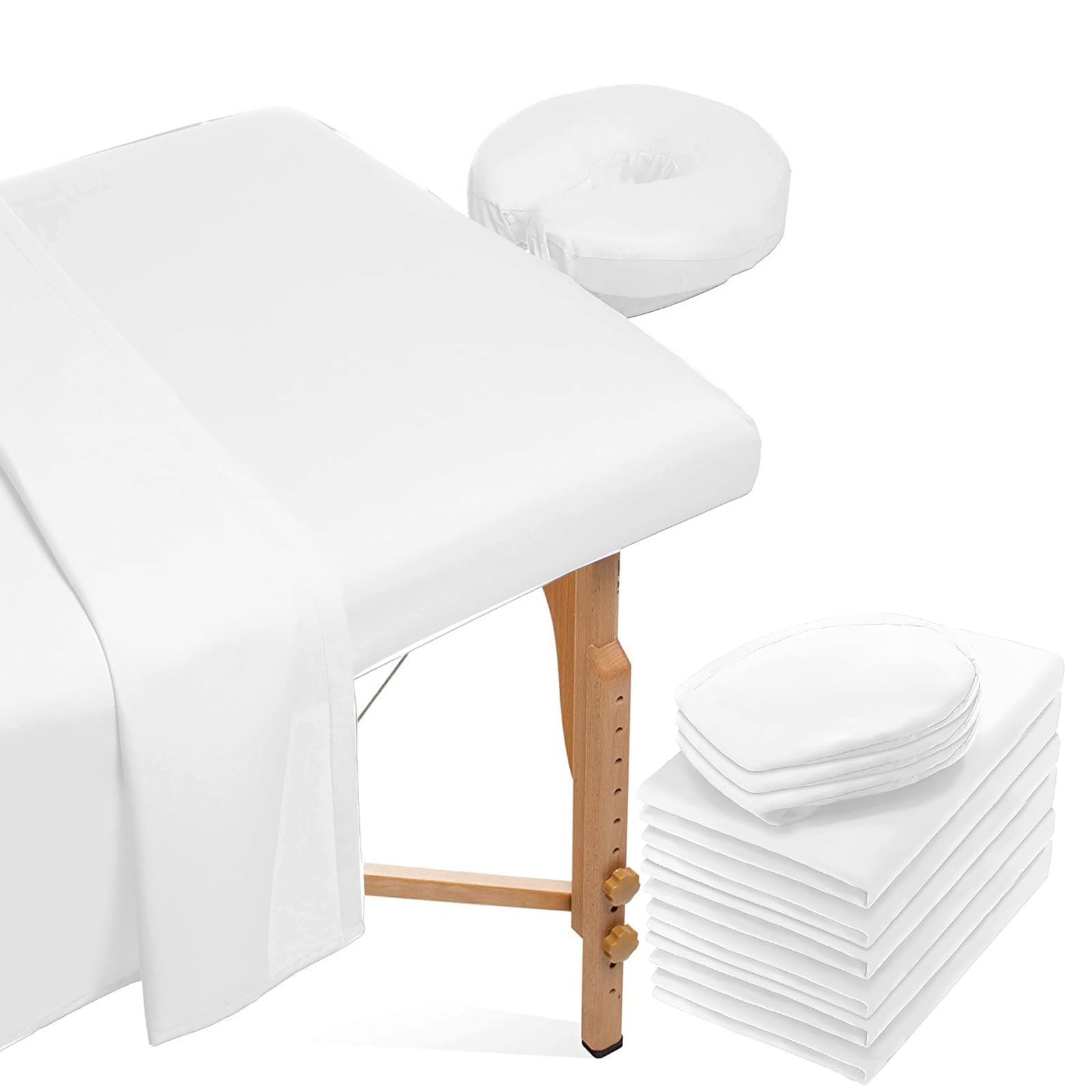 6 Pcs 2 Sets Microfiber Massage Table Sheet Set, 3 Piece Beauty Massage Bed Cover, Includes Massage Table Cover, Fitted Sheets, Face Rest Cover for Beauty Salon Spa (White)