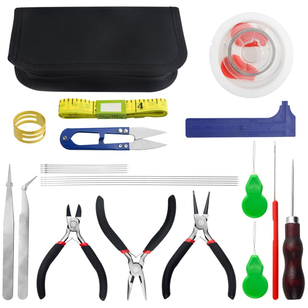 BGTXINGI 22Pcs Jewelry Making Supplies Repair Kit with Multifunctional Pliers and Beaded Wire for Jewelry Buddha Beads Walnut Olive Beads Manual DIY Making Tool Kit