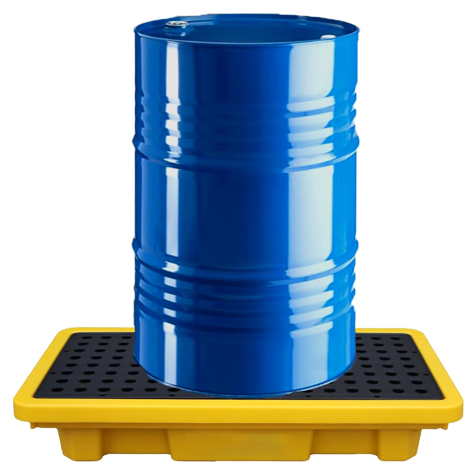 Photo 1 of 1 Pack 2 Drum Spill Containment Pallet with Drain Outlet, 26”x14”x4.7” Leakproof Platform, 2000lbs Load Capacity Stackable Detachable Tray for Garage, Kitchen, Basement & Industrial Storage