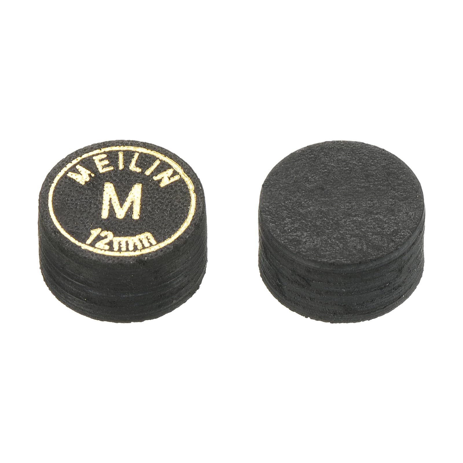 M METERXITY 2 Pack Pool Cue Tips - Laminated Billiard Cue Tips, Medium Multiple Layer Faux Leather, Apply to Pool Cues/Snooker (12mm Dia, Black)
