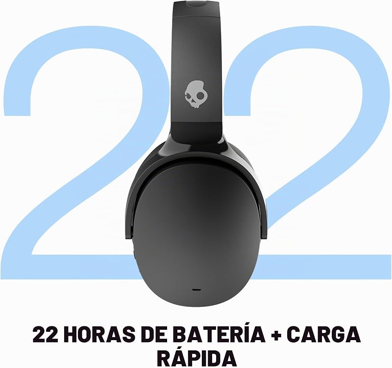 Hesh ANC Cascos Over-Ear Inalámbricos con Cancelación de Ruido, 22 h de Autonomía, Micrófono, Compatibles con iPhone Android y Dispositivos Bluetooth - Negro
