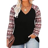 RITERA Plus Size Tops For Women Long Sleeve Casual Ragal Shirts Henley Fall Blouse XL-5XL