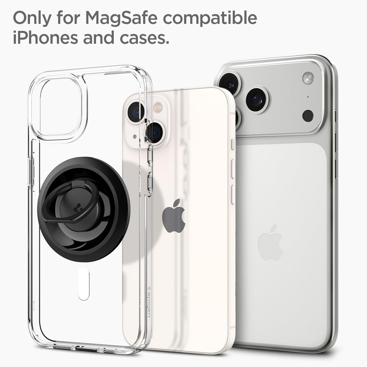 Spigen for MagSafe Phone Grip, O-Mag Ring (MagFit) Compatible with iPhone 17/16/15/14/13/12 Air/Pro/Pro Max, Pixel 10 Series, Pixelsnap and Magnetic-Cases Magnetic Holder - Black (OM100)