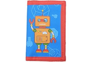NEICY Trifold Canvas Outdoor Wallet for Kids, Cartoon Sport Wallets with Zippered Pocket, Christmas Gifts for Girls and Women (Robot)