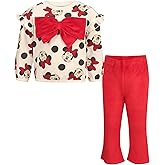 Magic Threadz Disney Clothes Baby Girls Bow Pant Set – Minnie Mouse & Marie Long Sleeve Ruffle Top and Pants Outfit (12M–24M)