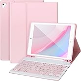APHBZGE for iPad 6/5th Generation Case with Keyboard 2018/2017,Detachable Bluetooth Keyboard case for iPad Air 2/1,iPad Keyboard Case 9.7 inch with Pencil Holder,Square Keycaps,Pink