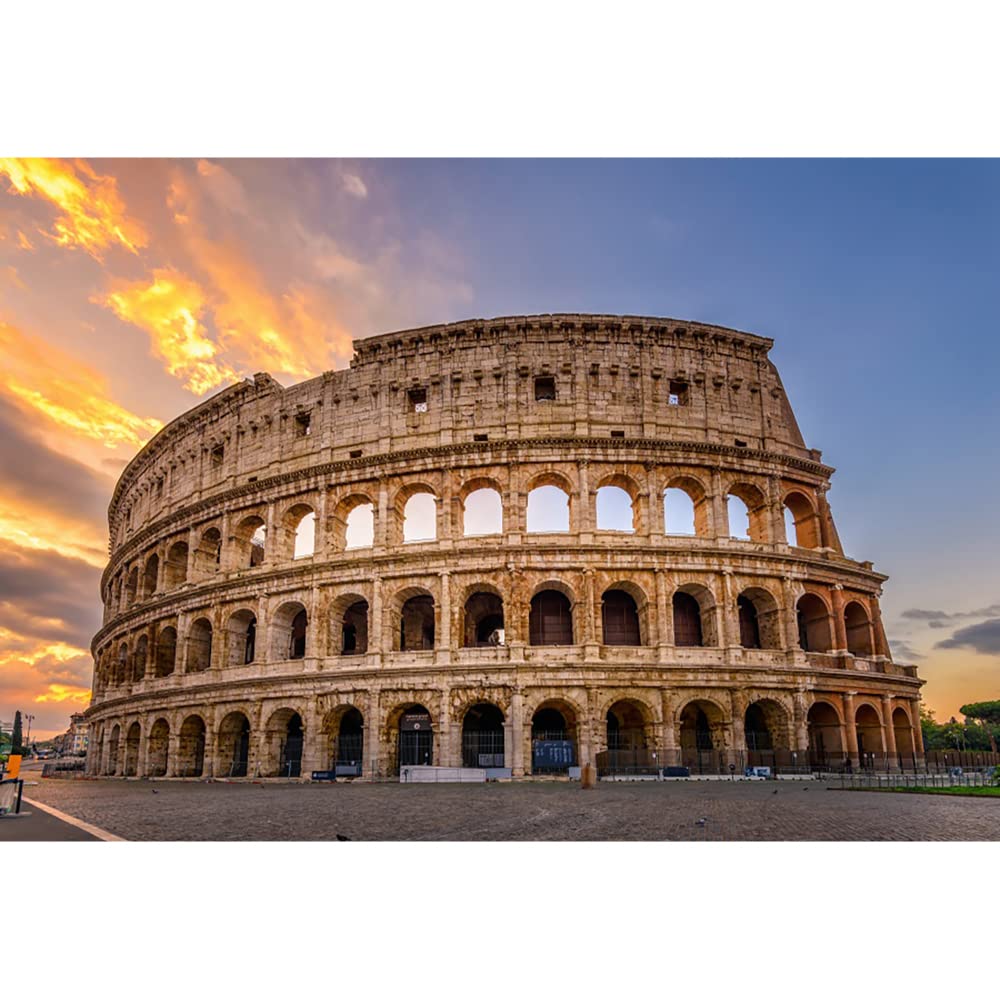 Aoihrraan 3,5x2,5m Ancient Rome Colosseum Backdrop Italy Roman Historical Civilization Building Dusk Sky Photography Background Wedding Shoots Kids Adults Outdoor Travel Portrait Photo Studio Props