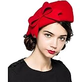 French Berets Caps Bowknot for Women Wool Beret Winter Cap Vintage Fascinator Hats