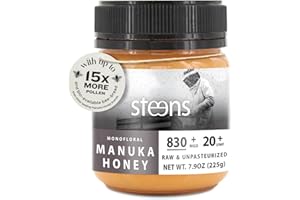 Steens Manuka Honey - MGO 830+ - Pure & Raw 100% Certified UMF 20+ Manuka Honey - Bottled and Sealed in New Zealand - 7.9 oz Jar