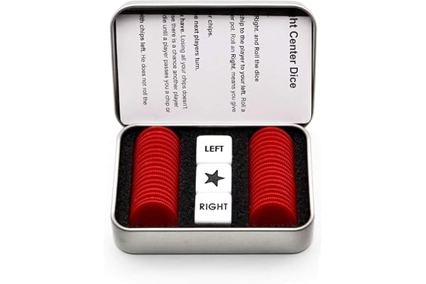 Befantasway Right Left Center Dice Game Set with 3 Dices& 36 Chips - Red, for 13 岁