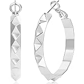 YOUNGYUE 30mm Gold Hoop Earrings for Women Hypoallergenic 925 Sterling Silver Hoop Earrings Lightweight Spike Gold Earrings for Women